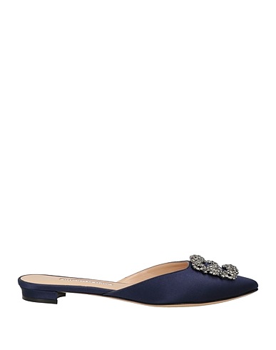 MANOLO BLAHNIK Mules and clogs Midnight blue Textile fibres