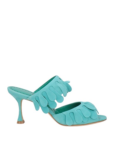 MANOLO BLAHNIK Sandals Turquoise Leather