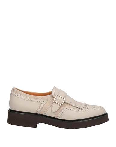 DOUCAL'S Loafers Light grey Leather, Textile fibers
