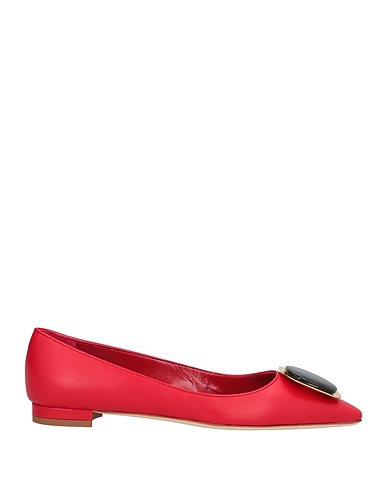 MANOLO BLAHNIK Ballet flats Red Leather