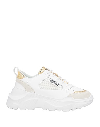 VERSACE JEANS COUTURE Sneakers White Leather, Textile fibers, Synthetisches Material