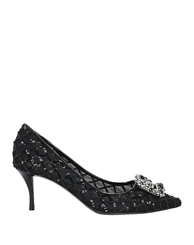 ROGER VIVIER Court Black Textile fibres, Leather