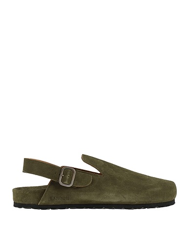 LARDINI Mules and clogs Military green Leather