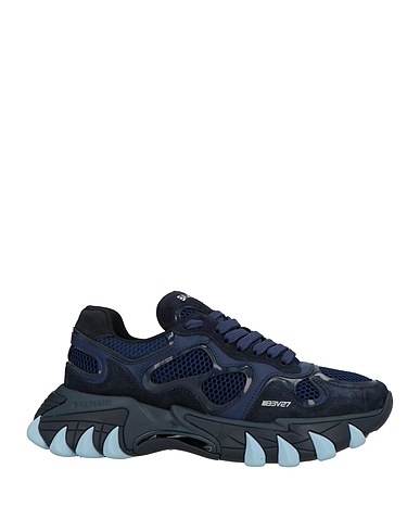 BALMAIN Sneakers Navy Leather, Textile fibers