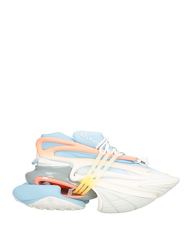 BALMAIN Sneakers Hellblau 82% Nylon, 14% Elastan, 4% Thermoplastisches Polyurethan, Kalbsleder