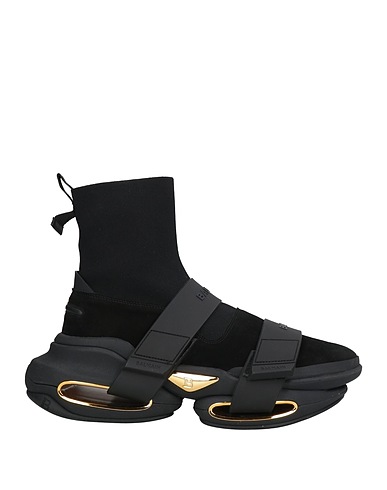 BALMAIN Sneakers Black Cow leather, Polyester, Elastane