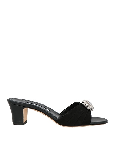 MANOLO BLAHNIK Sandals Black Leather
