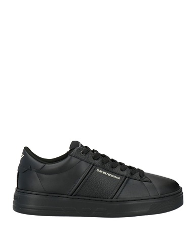 EMPORIO ARMANI Sneakers Black Leather, Textile fibers