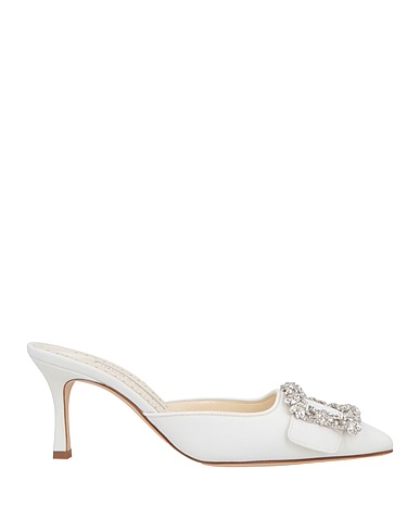 MANOLO BLAHNIK Mules and clogs Off white Textile fibers