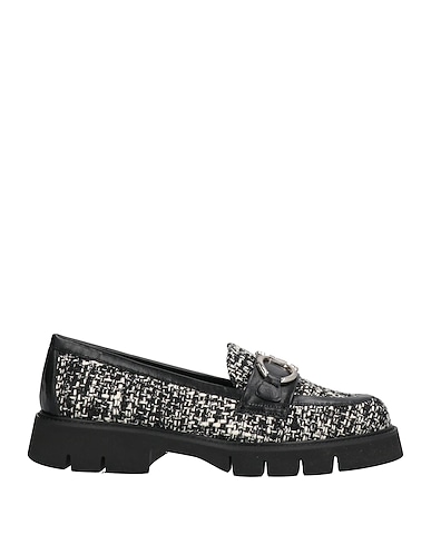 ROBERTO FESTA Loafers Black Leather, Textile fibers