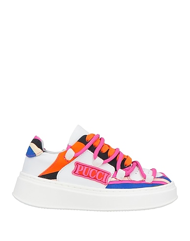 PUCCI Sneakers White Leather, Textile fibres