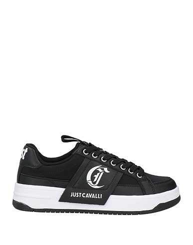 JUST CAVALLI Sneakers Black Leather, Nylon