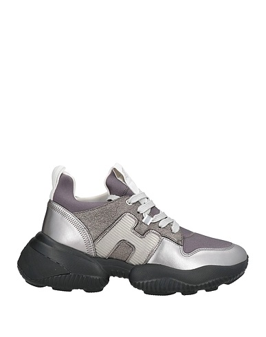 HOGAN Sneakers Grey Leather, Textile fibers