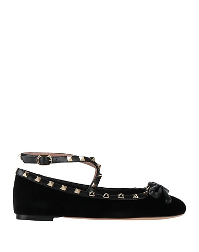 VALENTINO GARAVANI Ballet flats Black Textile fibres, Leather