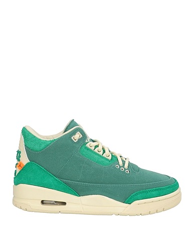 JORDAN Sneakers Dark green Leather, Textile fibers