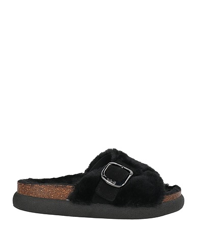 SCHOLL Sandals Black Textile fibers, Leather