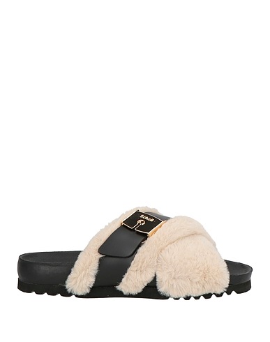 SCHOLL Sandals ICONIC Black Leather, Textile fibers