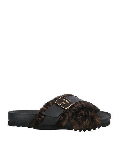 SCHOLL Sandals ICONIC Dark brown Textile fibers, Leather