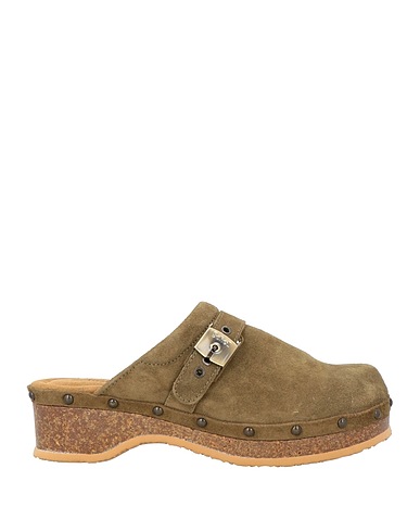 SCHOLL Mules and clogs Military green Leather