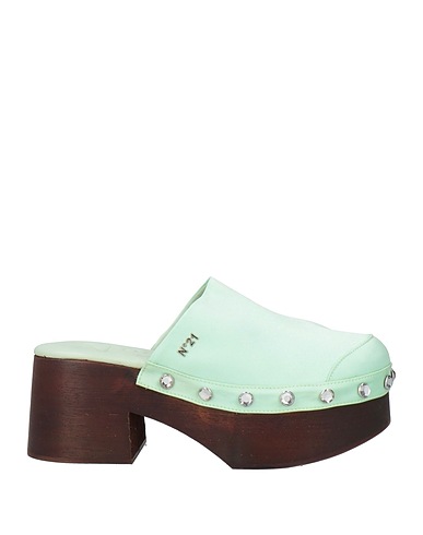 N°21 Mules and clogs Light green Textile fibers