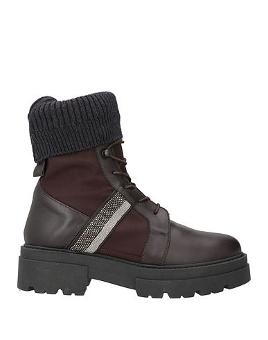 FABIANA FILIPPI Ankle boot Dark brown Leather, Textile fibres