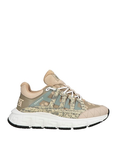 VERSACE Sneakers Beige Calfskin, Textile fibers