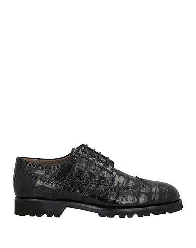TESTONI Laced shoes Black Leather