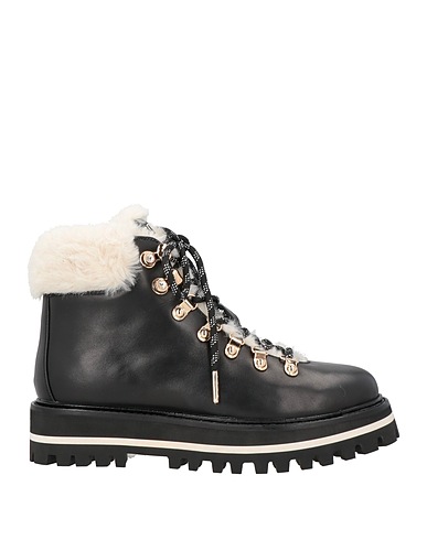 LOLA CRUZ Ankle boot Black Leather, Textile fibers