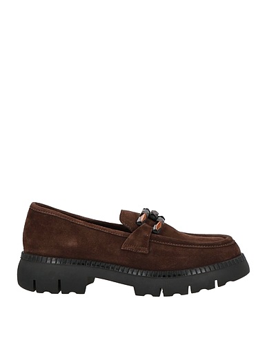 CAFèNOIR Loafers Dark brown Leather
