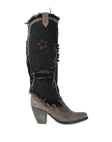 EL VAQUERO Boots Grey Leather, Textile fibres