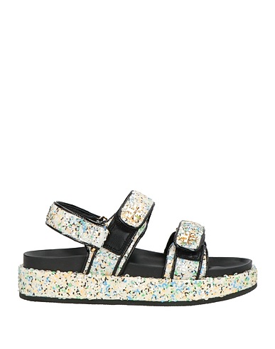 TORY BURCH Sandals White Textile fibres, Leather
