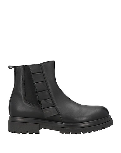 ANDREA MORELLI Ankle boot Black Leather, Textile fibers