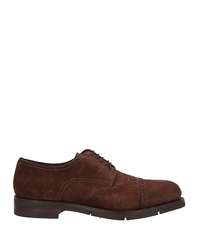 SANTONI Laced shoes Dark brown Leather