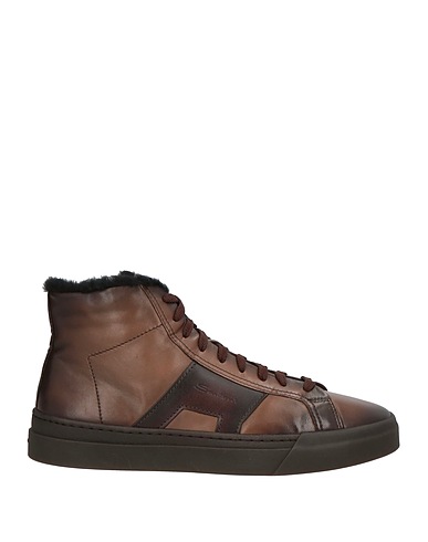 SANTONI Sneakers DOUBLE BUCKLE SNEAKER Dark brown Leather