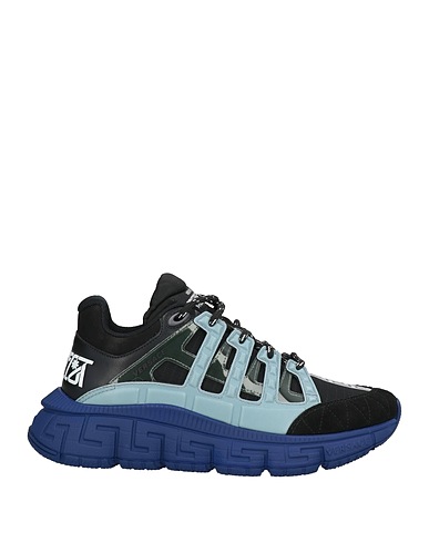VERSACE Sneakers TRIGRECA Black Calfskin, Textile fibers