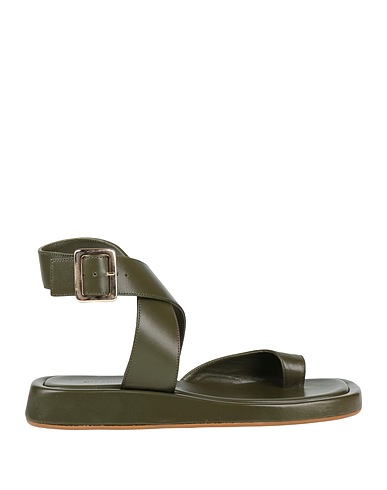 GIA BORGHINI Flip flops Military green Leather