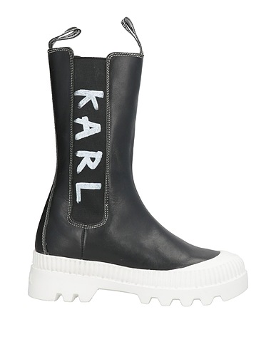 KARL LAGERFELD Ankle boot Black Leather, Textile fibres