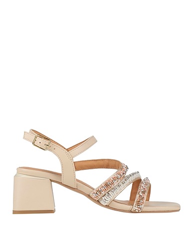 GIOSEPPO Sandals Cream Leather, Textile fibers