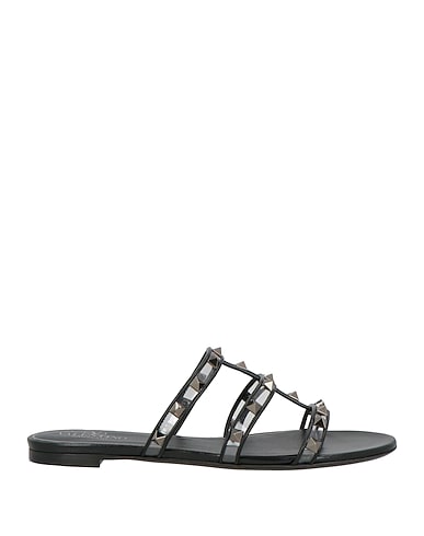 VALENTINO GARAVANI Sandals Black Plastic, Leather