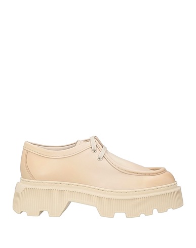 SANTONI Laced shoes Beige Leather