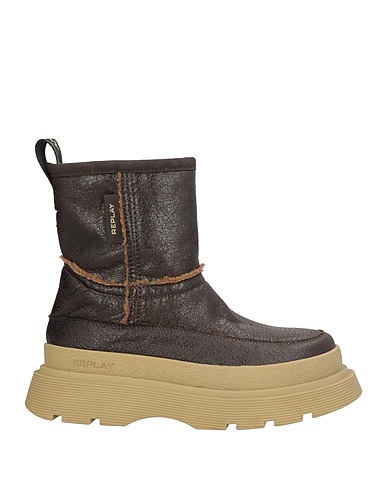 REPLAY Ankle boot Dark brown Textile fibres