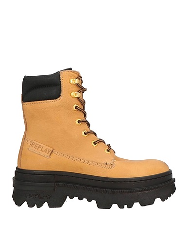 REPLAY Ankle boot Camel Leather, Textile fibers