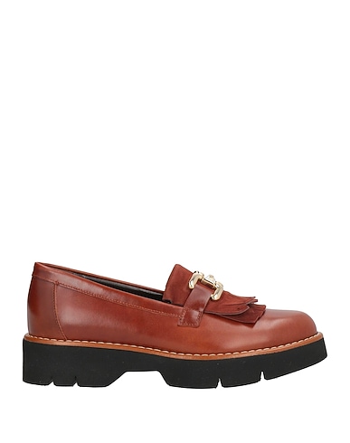 PAVIN Loafers Tan Leather, Textile fibres