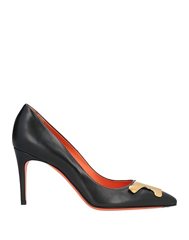 SANTONI Court Black Leather