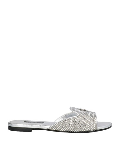 DOLCE&GABBANA Sandals Silver 75% Polyester, 25% Lambskin