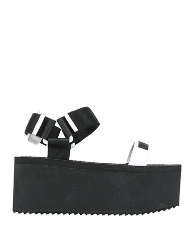 MOSCHINO Sandals COUTURE White Leather, Textile fibres