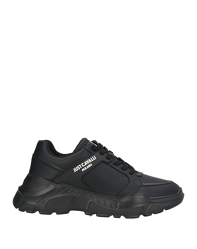 JUST CAVALLI Sneakers Black Leather, Polyurethane