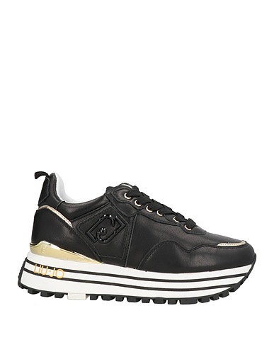 LIU •JO Sneakers Black Leather, Textile fibers