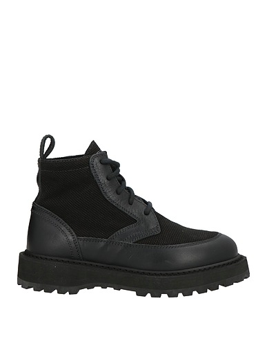 DIEMME Ankle boot Black Leather, Textile fibres
