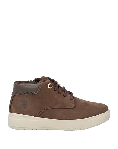 TIMBERLAND Ankle boot Chocolate brown Leather, Textile fibres